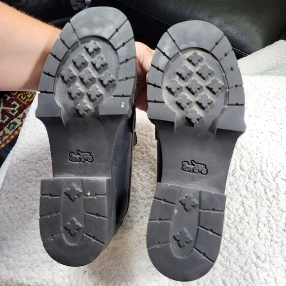 COACH black leather Leah loafers  lug sole and a C logo accent womens size 10 - Picture 5 of 7